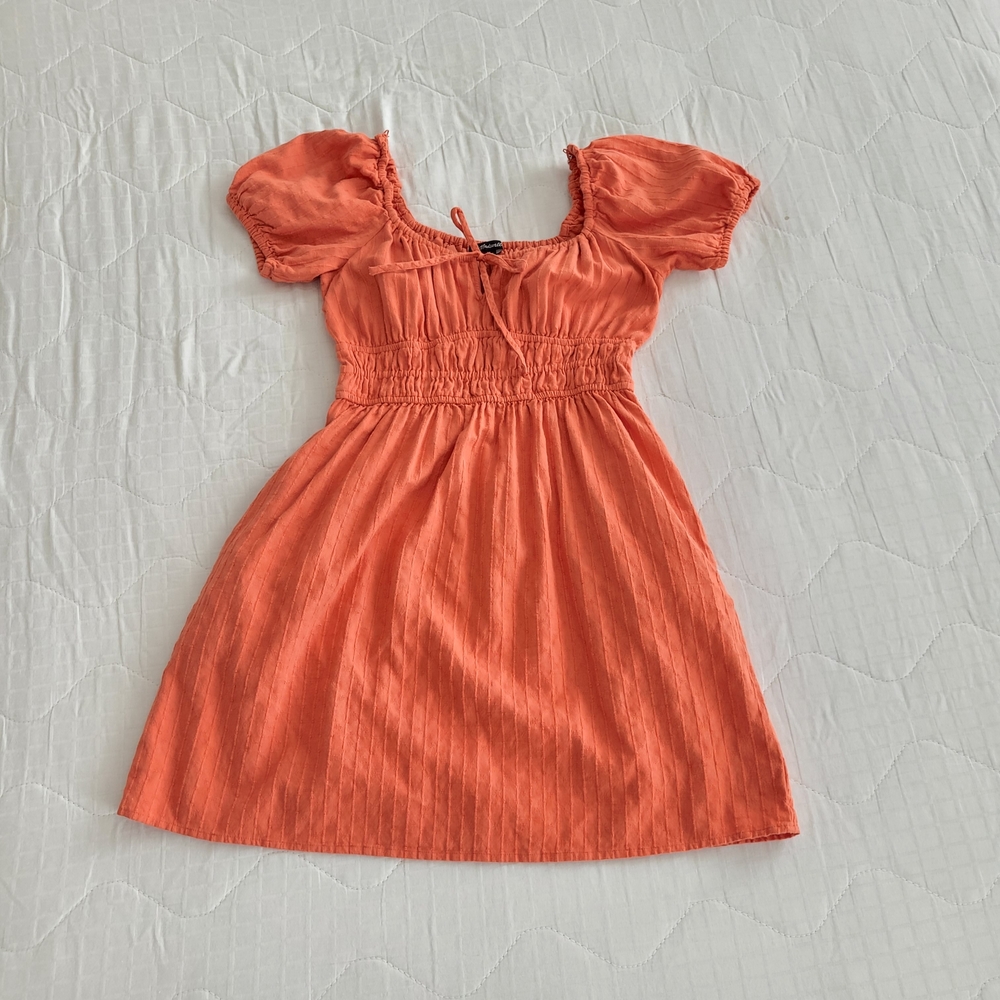 Madewell Rust Orange 100% Cotton Do Well Peasant MiniDress Sz Small